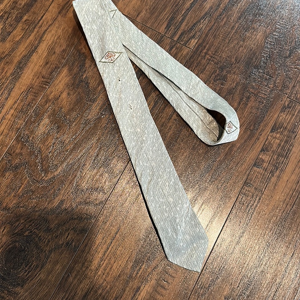Vintage Silver Printed Skinny Tie